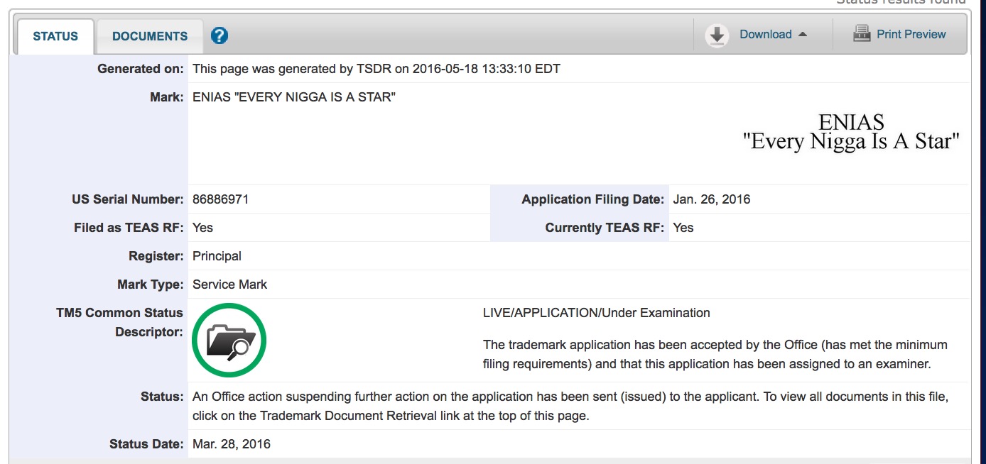 ENIAS Trademark Application